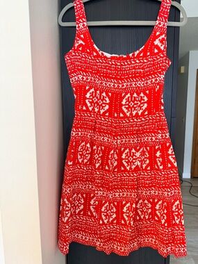 Nine West Red and White Patterned Mini Sundress